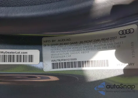 2017 Audi A3 2.0T Premium from USA, damaged, VIN WAU78LFFXH1019999